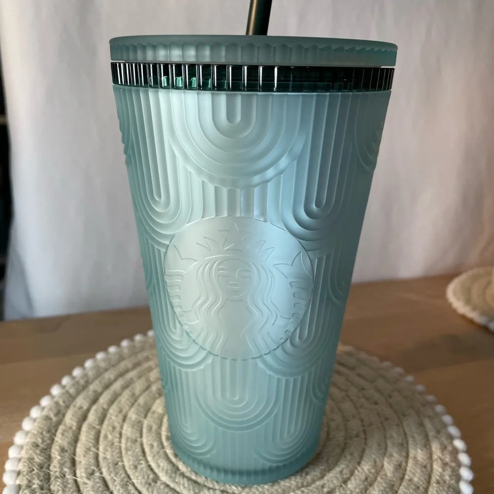 NWT Starbucks Aqua Textured Tumbler with Straw